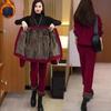 Женский утепленный утолщенный костюм на осень и зиму, повседневная теплая куртка + брюки, комплект из двух предметов, подчеркивающий темперамент