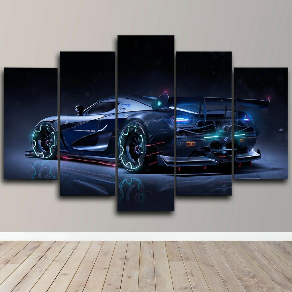 5 шт. Koenigsegg Jesko Super Car Racing, 5 шт., холст, настенная живопись, HD, домашний декор, без рамки, 5 шт., плакат, 5 панелей, декор комнаты
