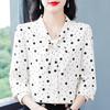 Elegant Ladies Shirts Mom Spring Long-sleeved Chiffon Shirt Ladies 2026 Polka Dot Blouse Bow V-neck Blouse Popular