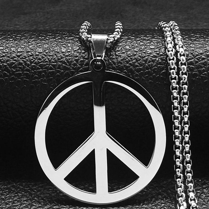 Яркое ожерелье со знаком мира — ювелирные изделия из нержавеющей стали для мужчин в стиле хиппи — уникальная идея подарка для друзей и семьи