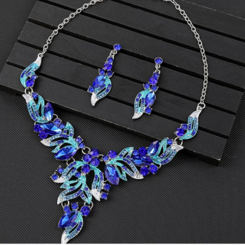 Комплект из ожерелья и сережек со стразами, свадебная вечеринка, аксессуары для костюма