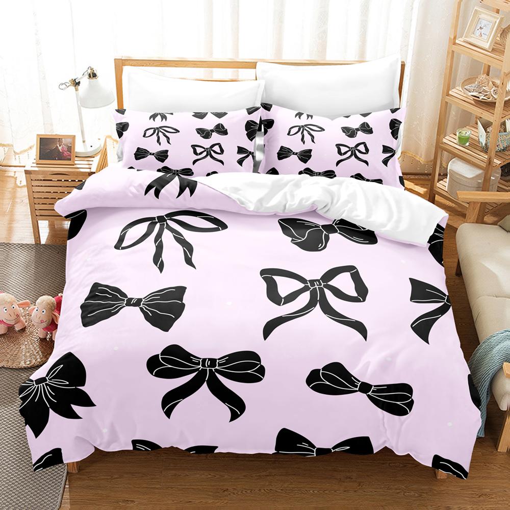 4pcs Bowknot Bedding Sets Skin Friendly Soft Bedsheets And Duvet Covers Comfortable And Lovely Suitable For All Ages