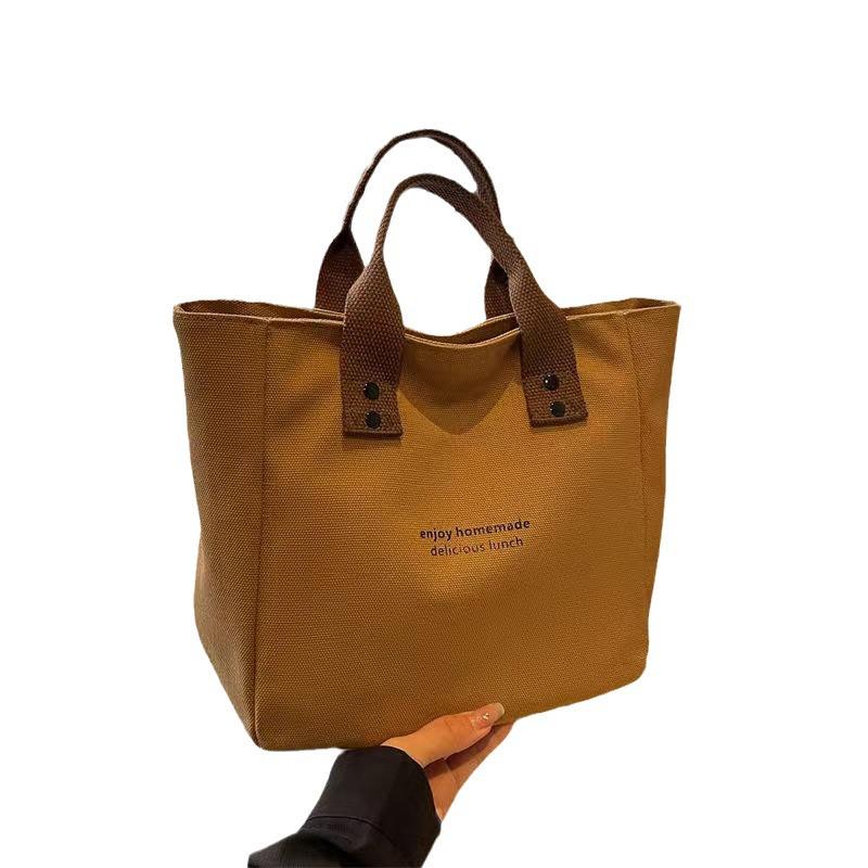 Минималистичная японская однотонная холщовая сумка-тоут и сумка-холодильник через плечо