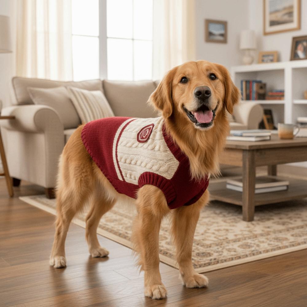 Classical Dog Warm Sweater College Style Dog Pullover Casual Pet Knitted Vest Daily Wear
