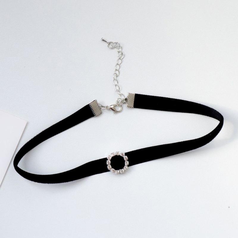 Хрустальное круглое сердце любви Черный бархат - Ожерелье-чокер с винтажными стразами в стиле панк, цепочка на ключицу, подарок для женщин