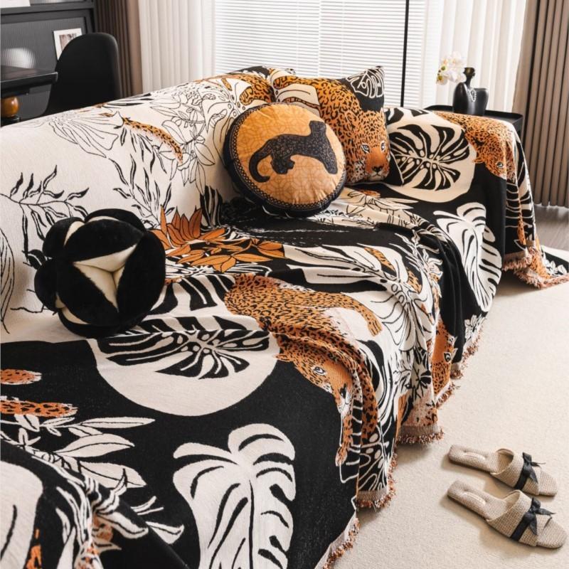 Funda Sofa Home Chenille Leopard Print Sofa Mat Throw Blankets All-season Camping Picnic Cover Sofa Cover
