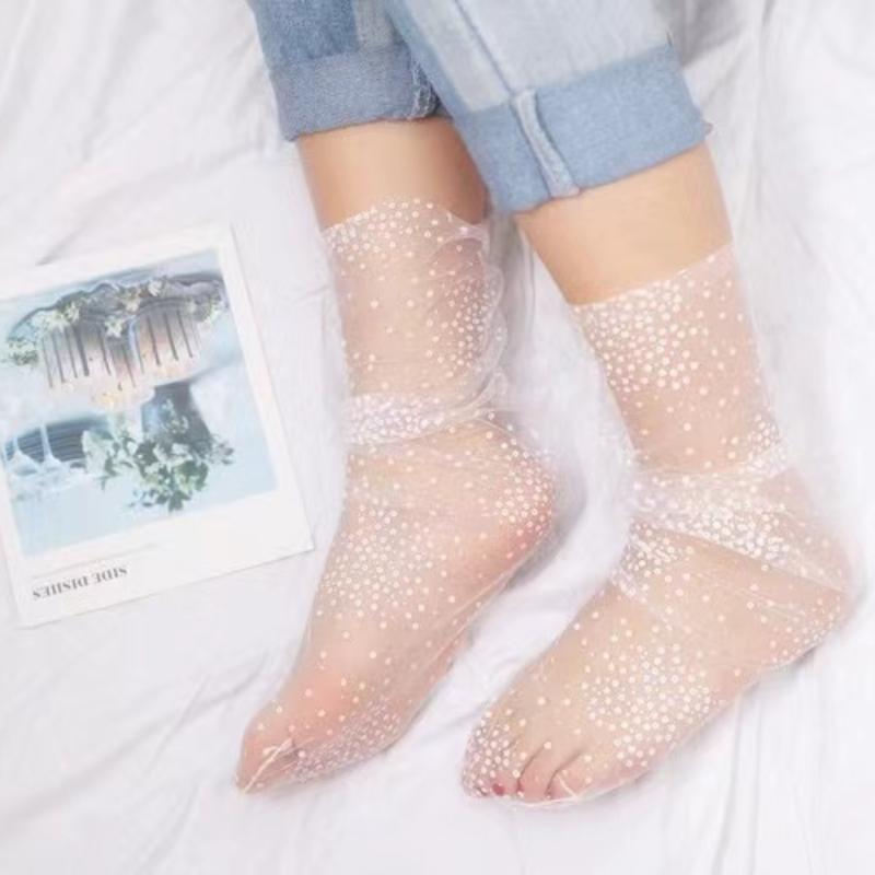 Сексуальные Кружевные Сетчатые Рыболовные Носки Смешанное Волокно Прозрачные Эластичные Эластичность Сетчатая Пряжа на Лодыжке Тонкие Женские Крутые Носки KTB