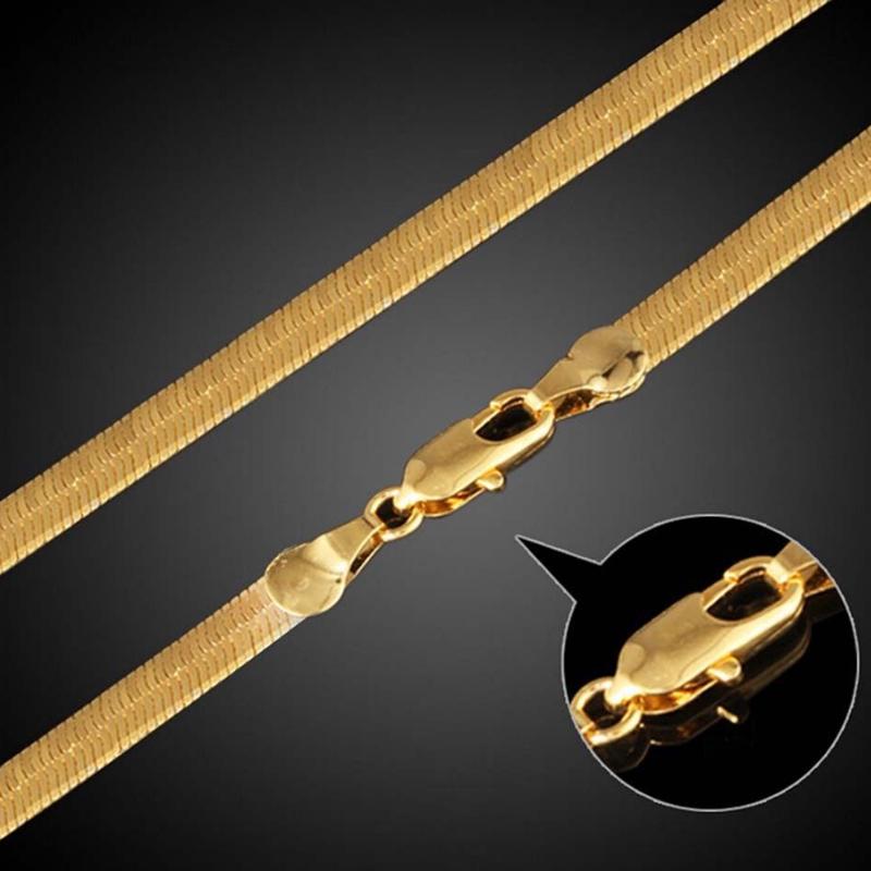 Fashion Men Women 18K Gold Plated Snake Chain Choker Necklace Bracelet Jewelry Set