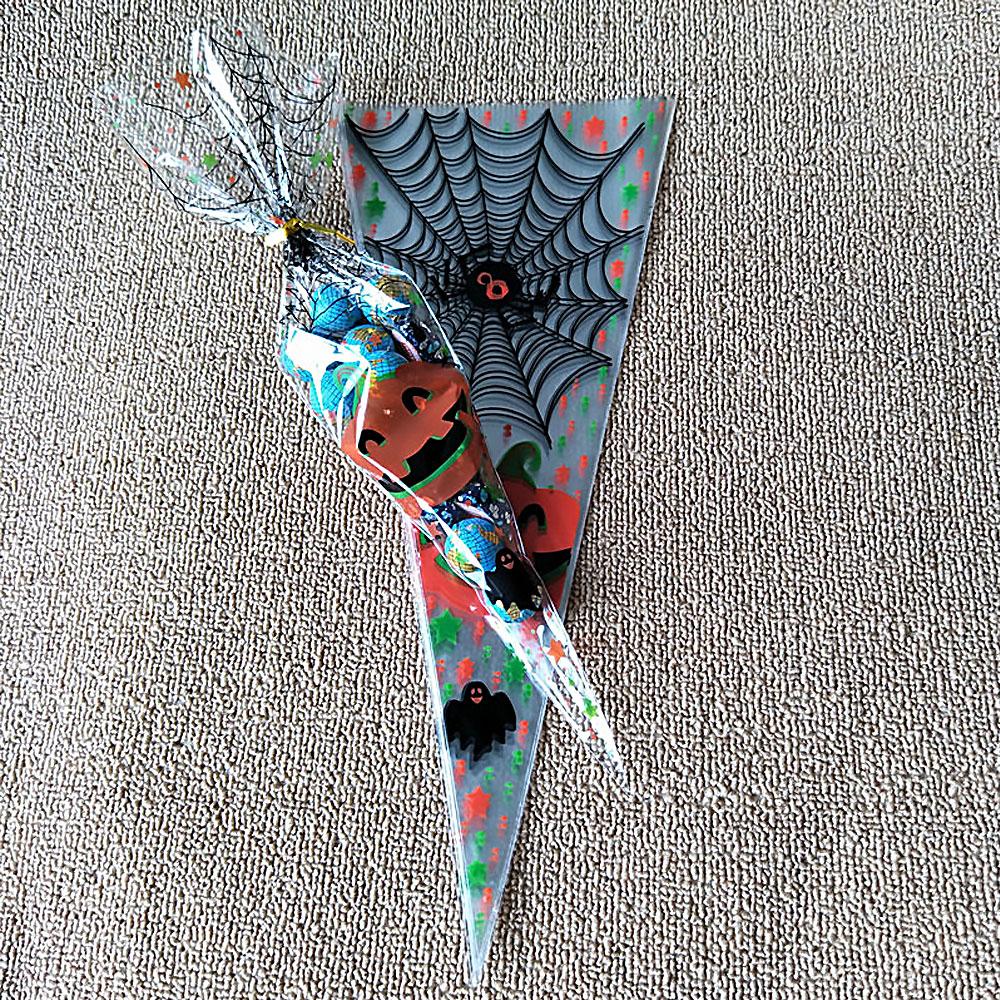 100Pcs/Lot Halloween Candy Bags Cone Bags Pumpkin Spider Bat Packaging Cookies Gift Bag Trick Or Treat For Kids Halloween Party Decoration