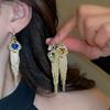 Silver needle zircon geometric fringed earrings light luxury high-end autumn and winter earrings women's new popular earrings