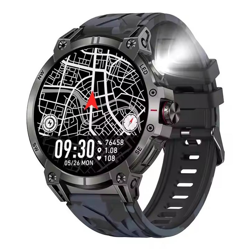 Умные часы KC89 для мужчин, для занятий спортом на открытом воздухе, светодиодный фонарик, компас, Bluetooth-звонок, голосовой ИИ, мониторинг здоровья, фитнес-трекер, смарт-часы