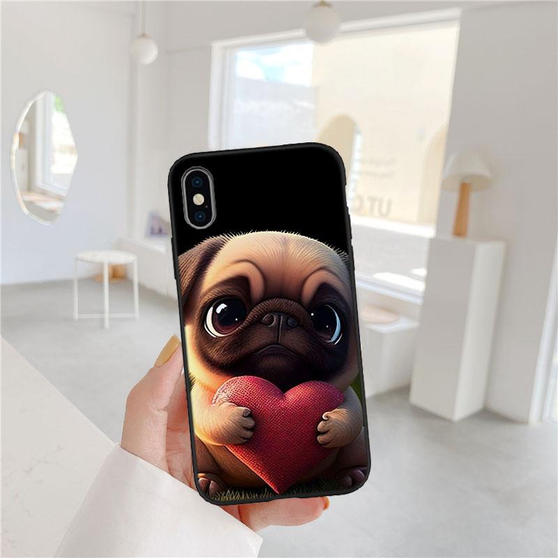 LO27 Cute Pug Dog Soft Shell Phone Case for Xiaomi Poco C40 C50 C51 C55 C65 C71 C75 F3 F5 F6 F7 M2 M3 Pro Ultra
