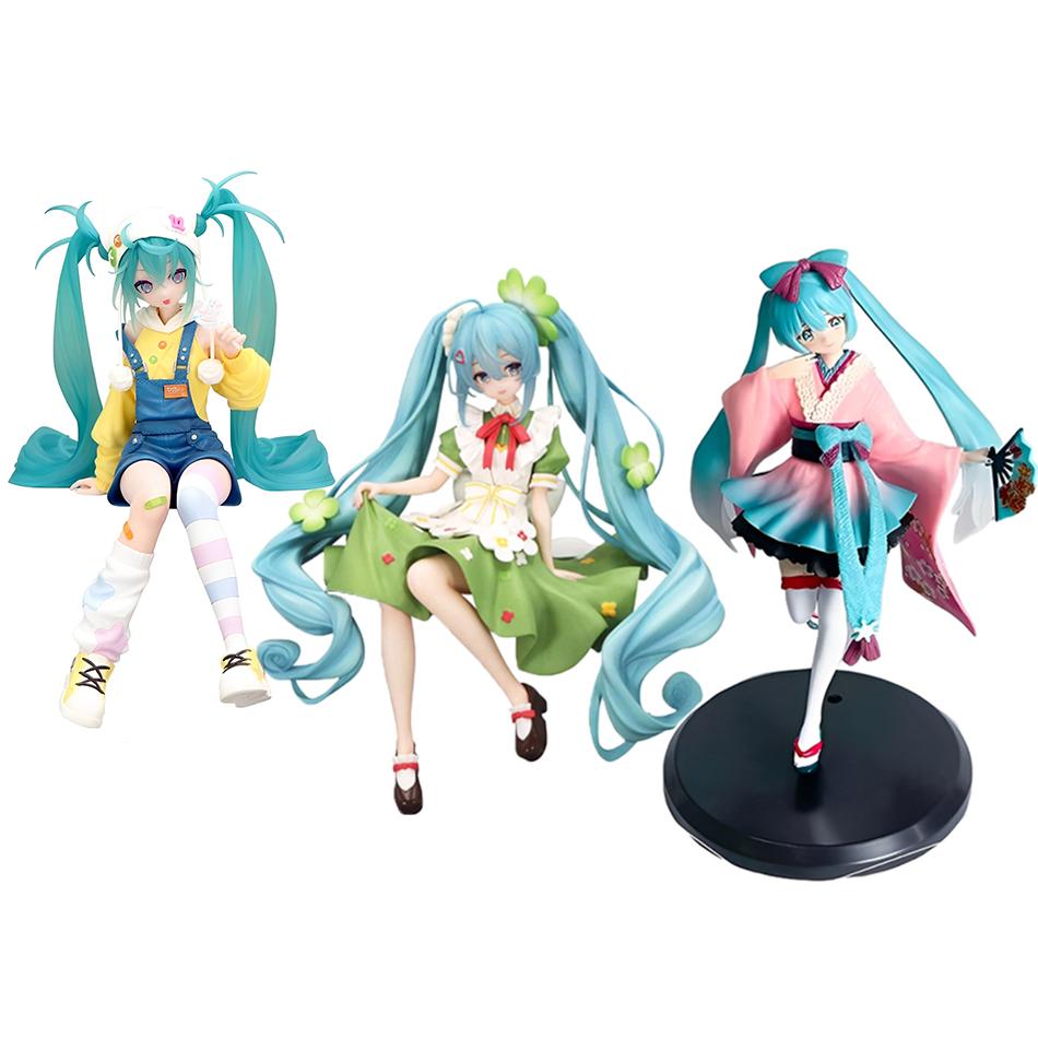 Маленький Дьяволёнок Хацунэ Мику Чёрное Платье Чуинь Мику Четырёхлистный Клевер Хацунэ Мику Аниме Девушки Ручной Работы ПВХ Модель Милые Украшения