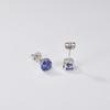 1 Pair Round Zircon Plated Platinum 925 Silver Earrings Tanzanite Stud Earring