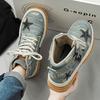 Autumn and Winter Straw-soled Denim Canvas Shoes Fashion Casual Thick-soled Tooling Boots High-top Lace-up Trend Martin Boots