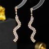 Premium Sense Of Luxury Double Rows Of Snake Ab Rhinestone Earrings Fashion Design Sparkling Earrings Women's Earrings 1 Pair