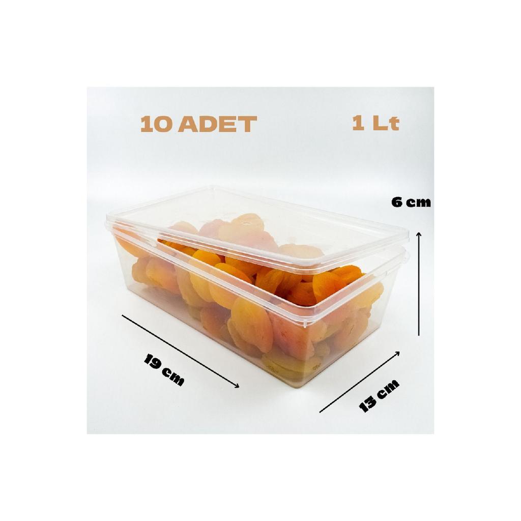 Plastic Storage Container 1 Ltre 10 Pieces Freezer Container With Self-lid Airtight 19x13x6 Cm