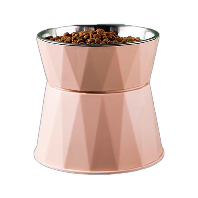 High-Leg Cat Bowl with Neck Protection, Stainless Steel, Anti-Black Chin Design
