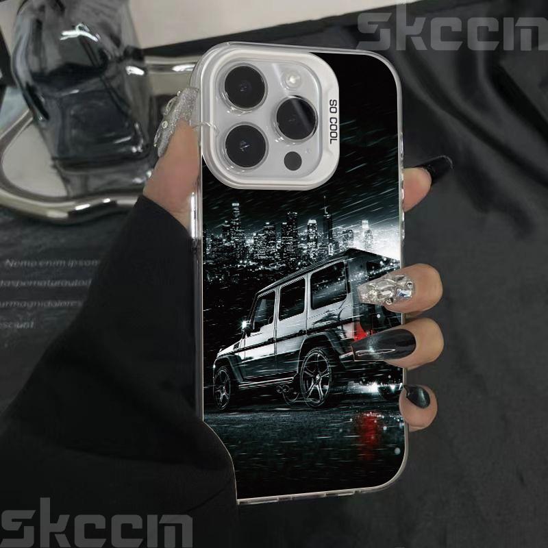 Модный блестящий чехол для телефона с автомобильным принтом для iPhone 16 16E 15 14 13 12 11 Pro Max XR X XS 7 8 Plus Задняя крышка из материала IMD
