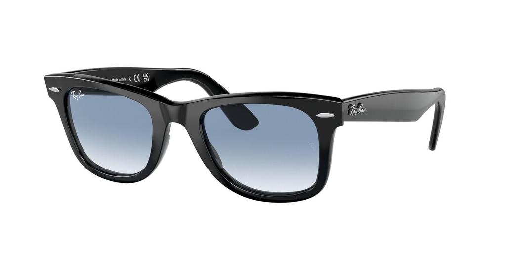 Ray-Ban RB2140F 901/3F 52 WAYFARER СВЕТЛЫЕ ЦВЕТА Солнцезащитные очки - Черная / Прозрачная Градиентная Синяя Линза