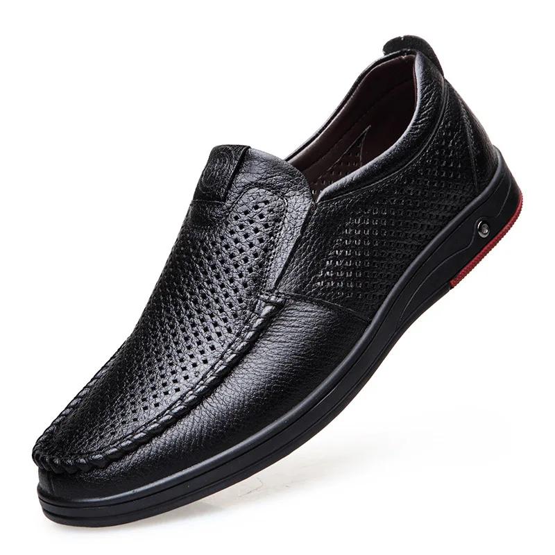 Fashion Genuine Leather Men Shoes Luxury Business Casual Shoes for Men Loafers Soft Bottom Party Shoes Keep Warm In Winter Flat Zapatos