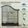 4-Door Bird Cage with 2 Bowls, 2 Perches and Tray, Metal and Plastic, 47.5x36x54.5 cm, Black