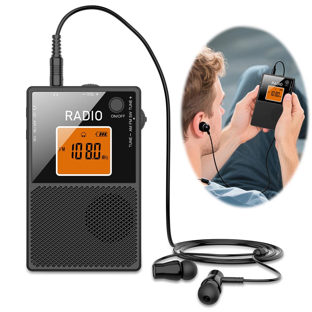 Мини-портативное радио AM FM SW Карманный транзисторный радиоприемник Стереодинамик с ЖК-экраном с подсветкой Перезаряжаемое цифровое радио
