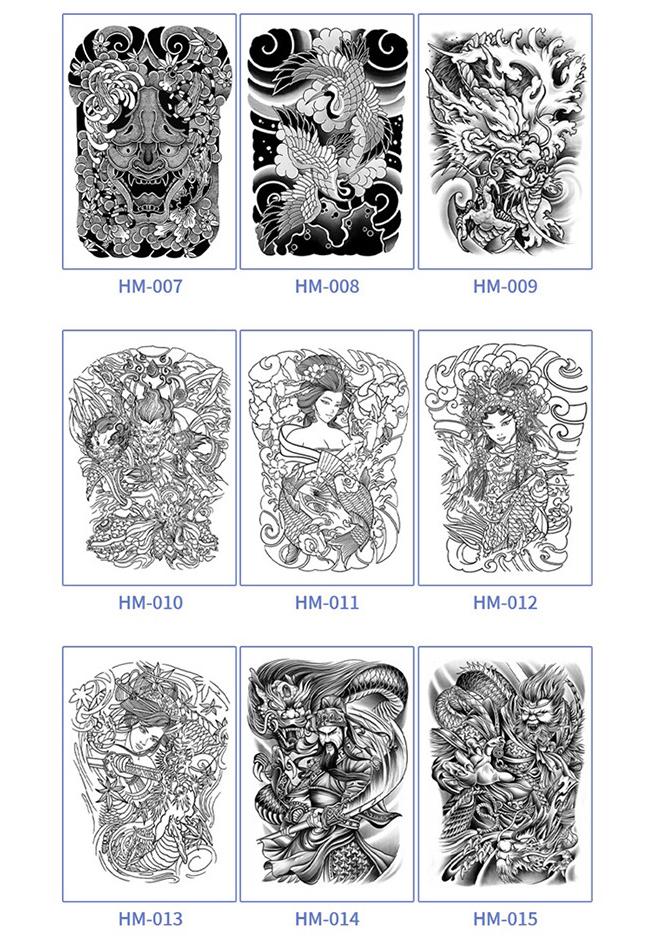 Waterproof Men's Herbal Tattoo Stickers: Full & Half Back, Long-Lasting, Large Floral Designs for Chest & Arm.