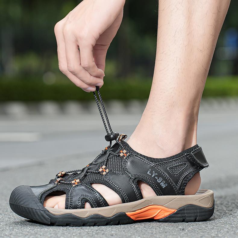 Летние модные мужские пляжные сандалии, высококачественные повседневные кроссовки, сандалии из натуральной кожи, мужские сандалии для отдыха на открытом воздухе, большой размер 39-48