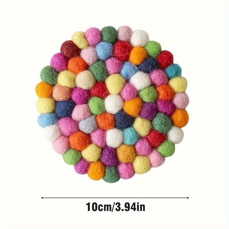 Handmade Rainbow Felt Coasters, Absorbent Wool Coasters for Drinks, Colorful Felt Ball Coasters for Home Bar Decor, 1pc