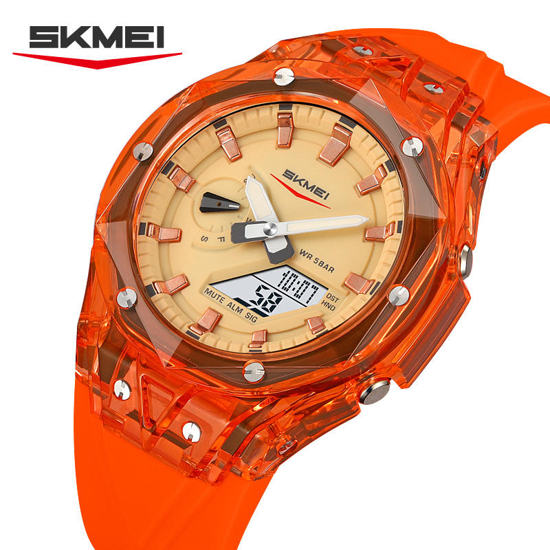 Men's Women Octagon Dial Digital Watch Waterproof Luminous Dial Sport Wristwatch with Alarm Outdoor Student Clock Jelly Color