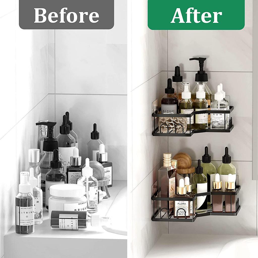 Утолщенная железная угловая полка для ванной - Туалетная стойка без сверления и мыльница