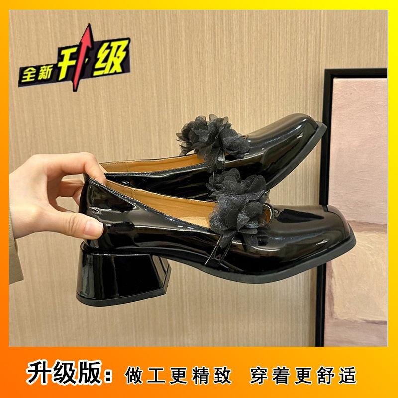 Туфли женские Мэри Джейн на толстом французском каблуке, лето 2025, новые туфли из лакированной кожи с квадратной головкой и неглубоким горлом в стиле феи с юбкой