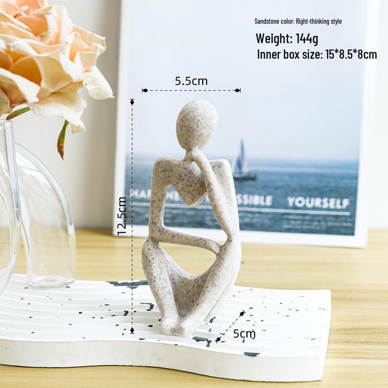 Nordic Minimalist Silver Thinker Sculpture for Home and Hotel Decor