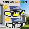 Solar Power Wall Lights Outdoor Motion Sensor Human Induction 3Modes Floodlights Waterproof  Security Lights for Backyard Patio