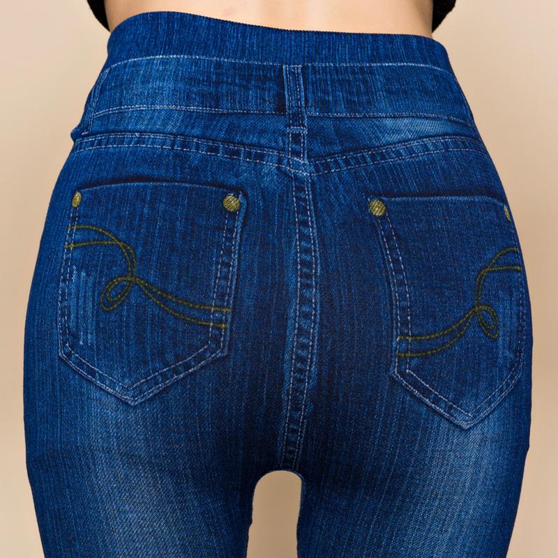Женские брюки-карандаш больших размеров, имитация джинсов, джинсовые брюки, леггинсы с высокой талией, повседневные EMA