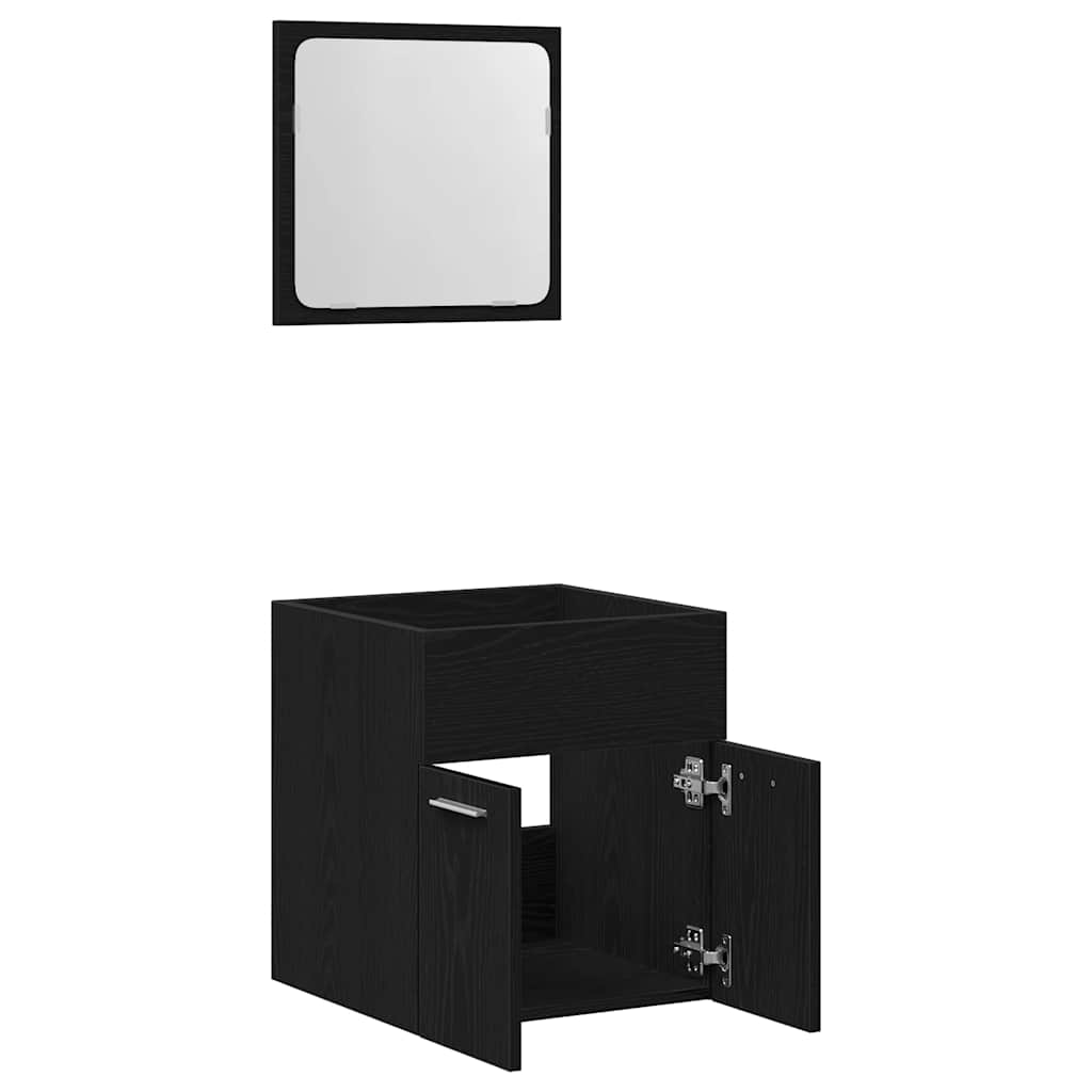 2 Piece Bathroom Furniture Set Black Oak Effect Particleboard