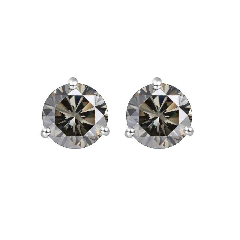 S925 Sterling Silver Round Anniversary Stud Earrings 0.5CT/1CT Trendy Style Moissanite Earrings For Women Couple Gift