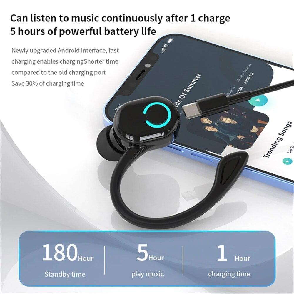 Bluetooth 5.2 Earphones Hands Free Ear Hook Wireless Business Headphone Car Driver Call Sport Headset For iPhone Samsung Xiaomi