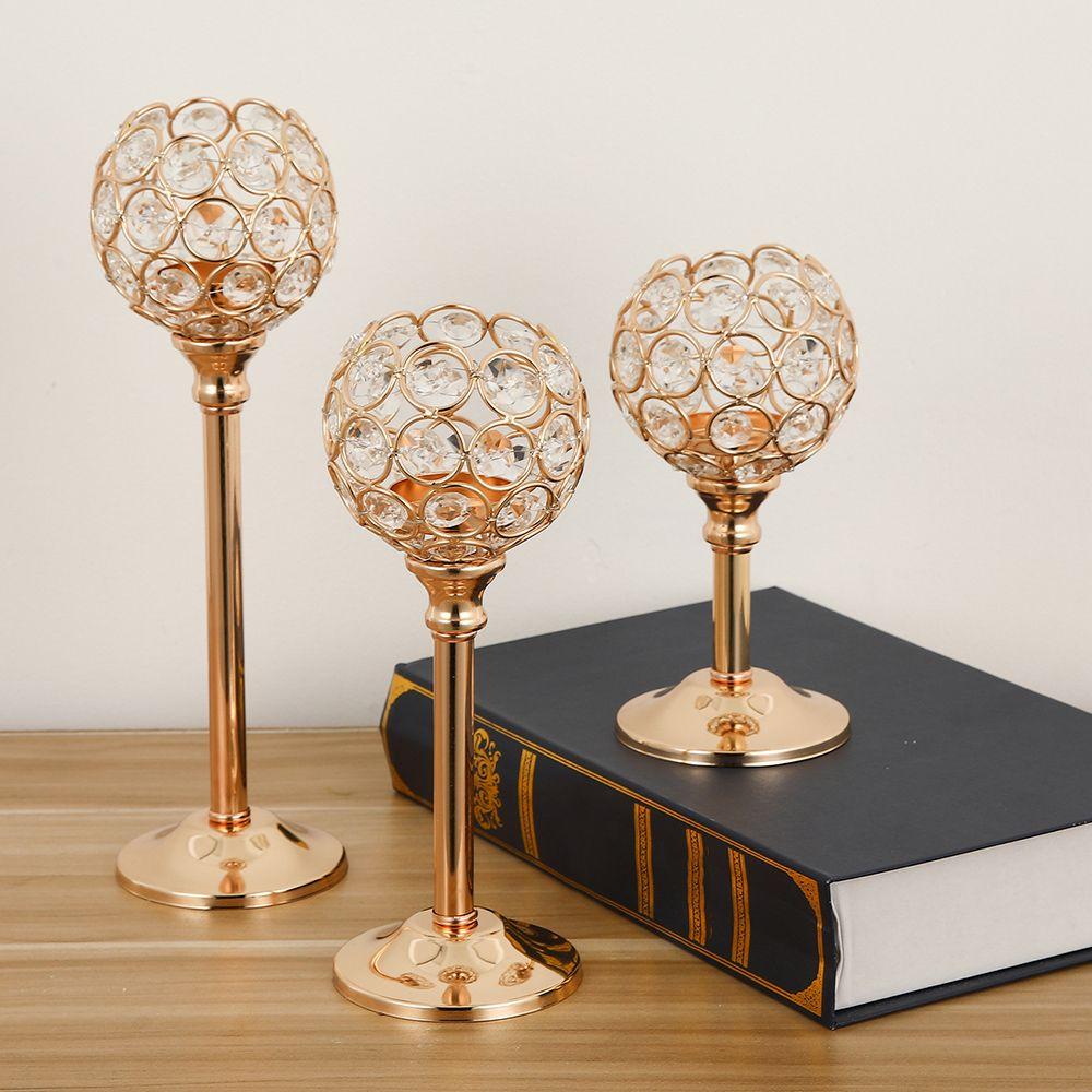 Товары для вечеринок Романтический ужин Подсвечник Золотая хрустальная чаша Подсвечник для чайной свечи Свадьба Церковь