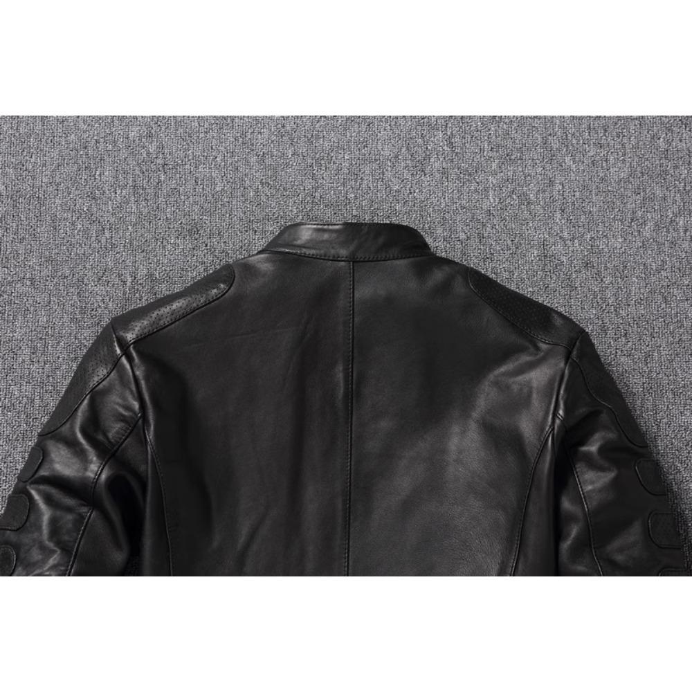 Одежда из натуральной кожи Мужская овчина Мотоциклетная куртка Тонкая сетчатая куртка весна-осень Чистая кожа Пальто с воротником-стойкой