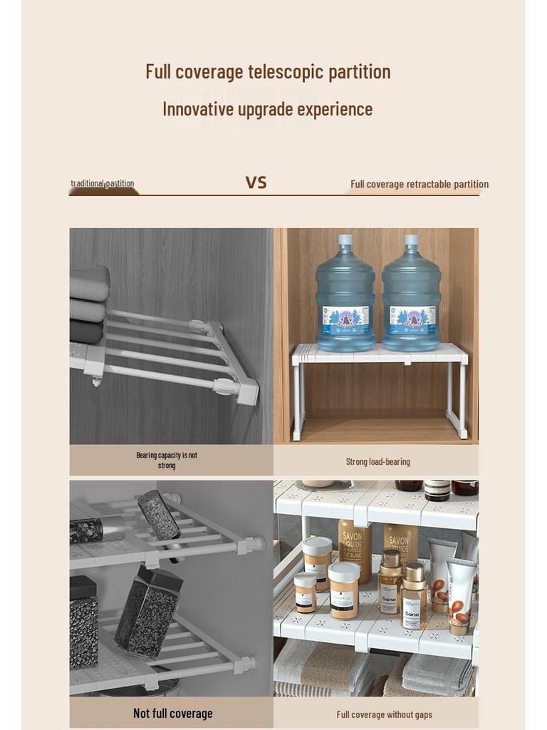 Многоярусный шкаф для хранения в гардеробе и на кухне без сверления с полками, закрывающими всю площадь