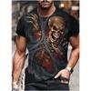 Men's Skull Tshirt 3D Printed Skull Graphic T-shirts For Men Oversized Short Sleeve Punk Tops Tee Shirt Men Death Clothing
