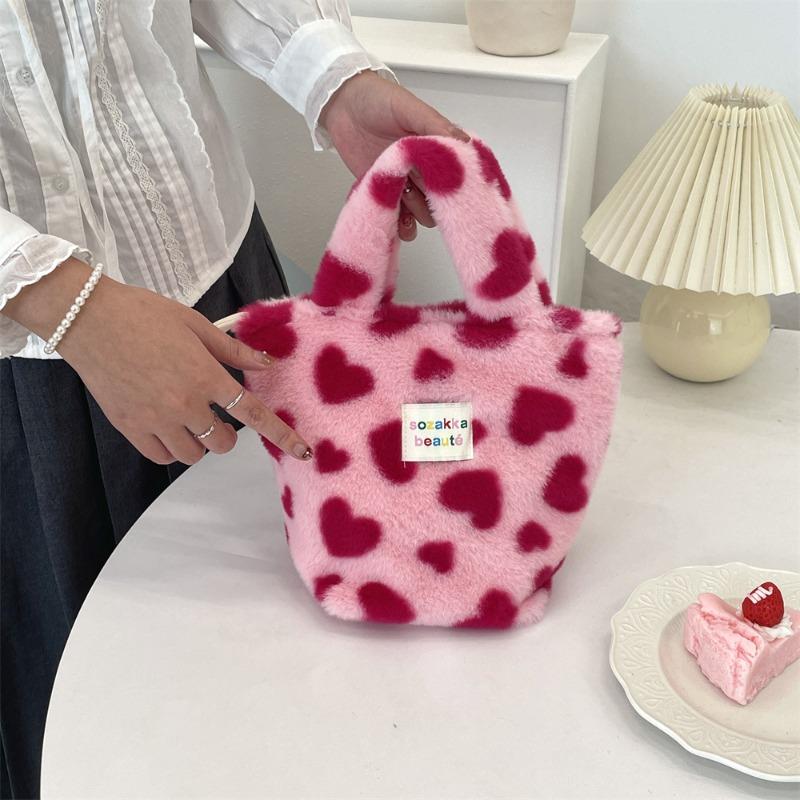 11 Новая зимняя плюшевая сумка женская сумка для бенто в горошек сумка для покупок для работы