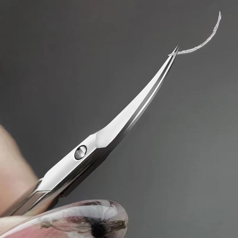 Stainless Steel Cuticle Shears Curved Blades Nail Clippers New Eyebrow Shears  Manicure Tools