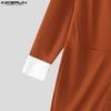INCERUN Oversized Men Long Sleeve Stitching Slim Waist Casual Long Flare Rompers Jumpsuits