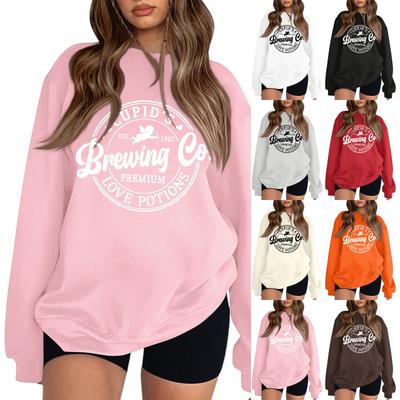 Женский модный свитшот с круглым вырезом и длинными рукавами, однотонный, с надписью ко Дню святого Валентина