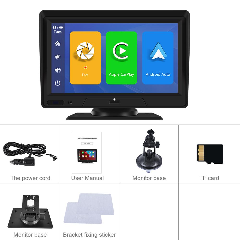 Podofo 9 В-36 В 1024 x 600 HD 7-дюймовый автомобильный видеорегистратор AHD монитор заднего вида Поддержка Carplay Android Auto AI Голосовое управление Bluetooth-вызов Музыка Автомобильный рекордер