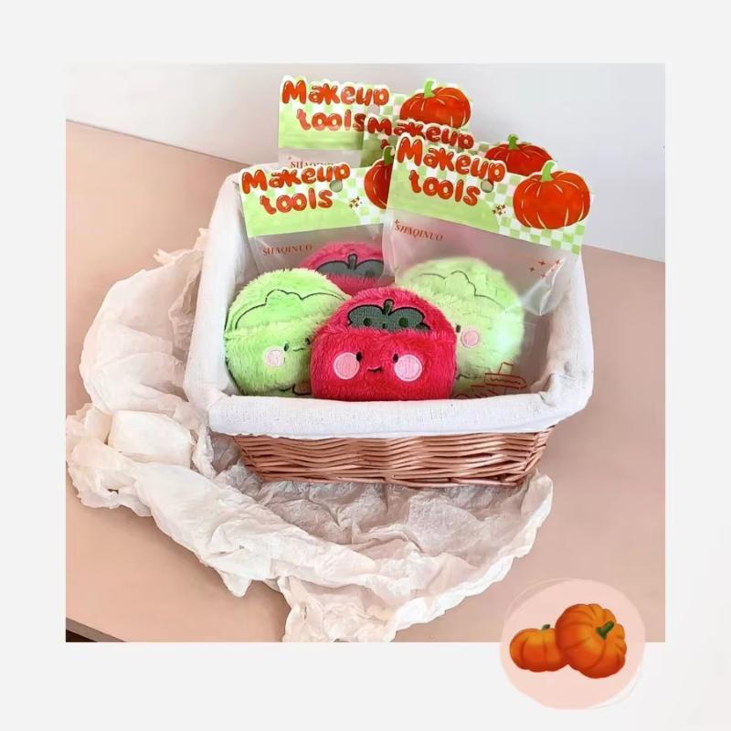 Ultra-thick Long Plush Makeup Puff Cosmetic Tool Broccoli Tomato for Natural Finish