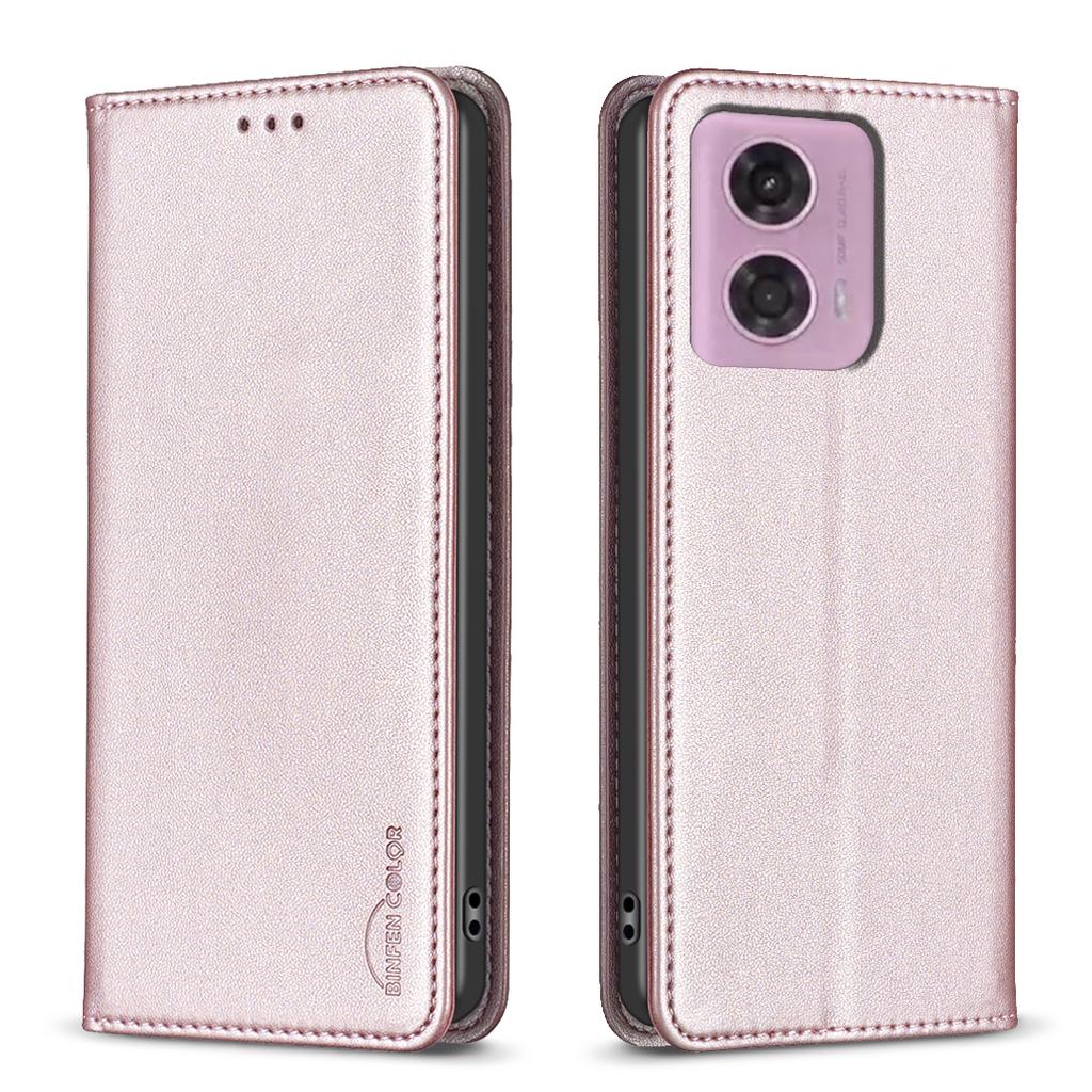 BINFEN COLOR BF18 Кожаный чехол-подставка для телефона с отделениями для карт для Motorola Moto E14 4G/G04 4G/G04s 4G/G24 4G